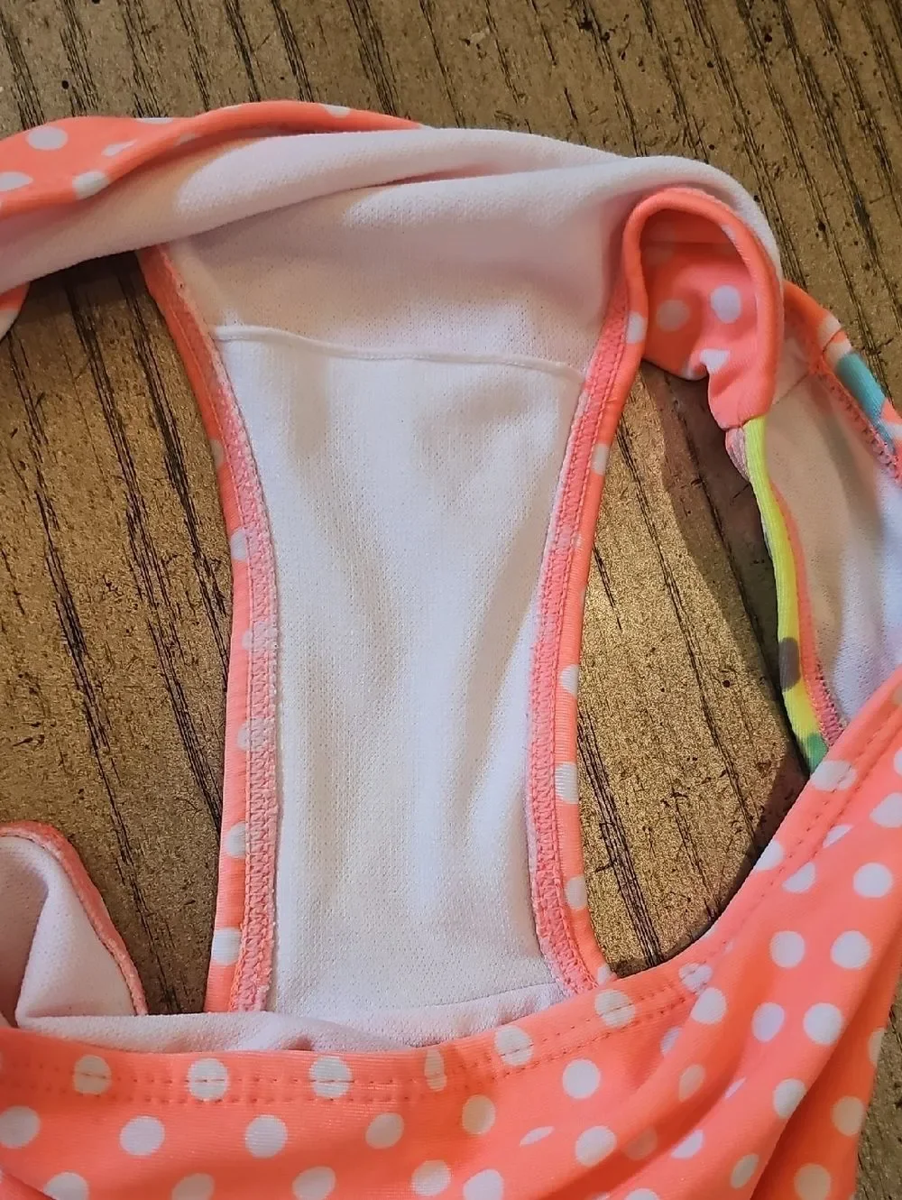 Cat & Jack Coral and White Polka Dot Girls Bikini Bottoms Size M 7/8